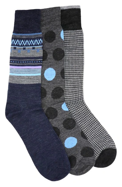 Shop Lorenzo Uomo Dot & Houndstooth Crew Socks In Charcoal