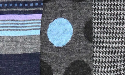 Lorenzo Uomo Dot & Houndstooth Crew Socks In Charcoal