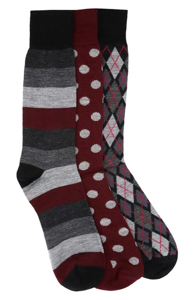 Lorenzo Uomo Stripe Dot Diamond 1 Crew Socks In Black
