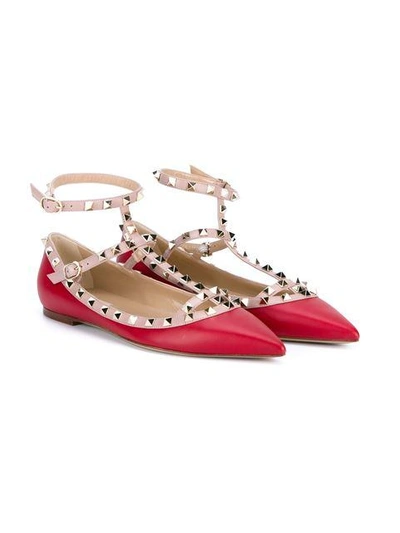 Shop Valentino Garavani Rockstud Ballerinas In Red