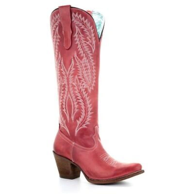 Pre-owned Corral Boots Corral Ladies Red Embroidered Tall Boot E1318