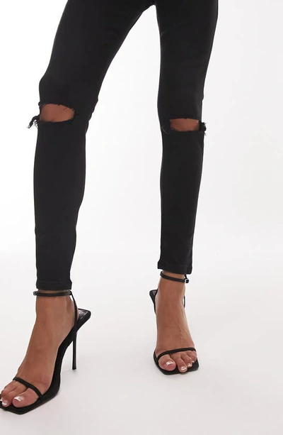 Shop Topshop Jamie High Waist Ripped Skinny Jeans In Black