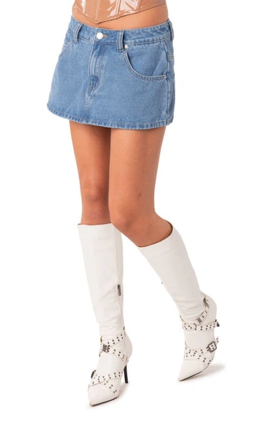 Edikted Talia Denim Mini Skort In Blue