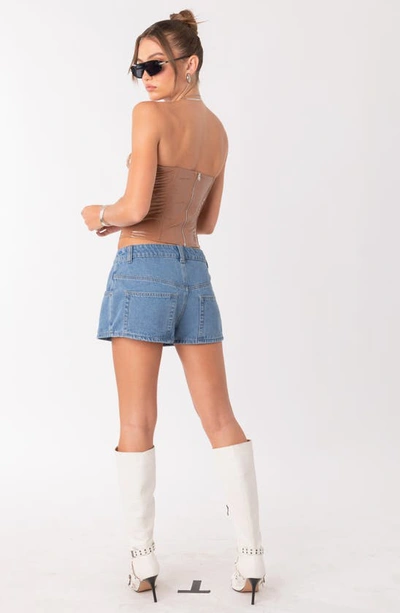 Shop Edikted Talia Denim Mini Skort In Blue