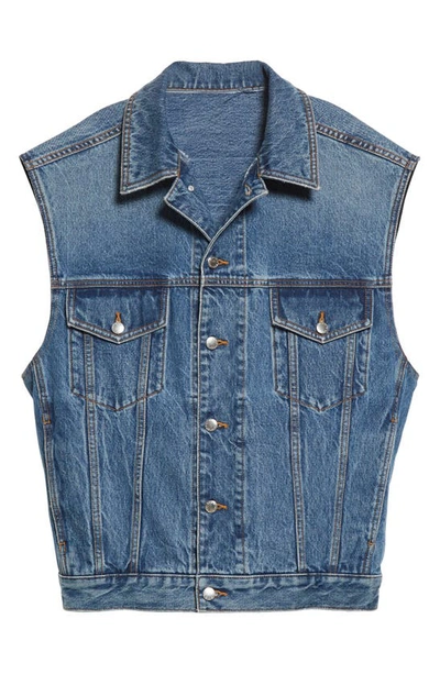 Shop Alexander Wang Oversize Denim Vest In Vintage Medium Indigo