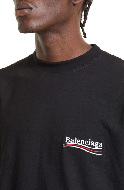 Shop Balenciaga Campaign Logo Oversize Cotton Graphic Tee In Black/ White