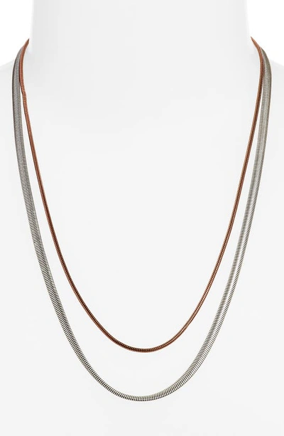 Shop Nordstrom Assorted Set Of 2 Snake Chain Necklaces In Silverhocolate