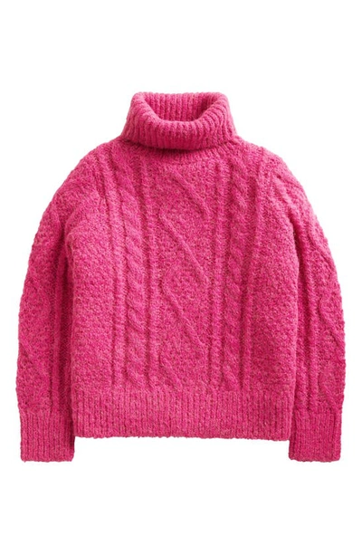 Shop Mini Boden Kid's Chunky Cable Knit Sweater In Shocking Pink Cable