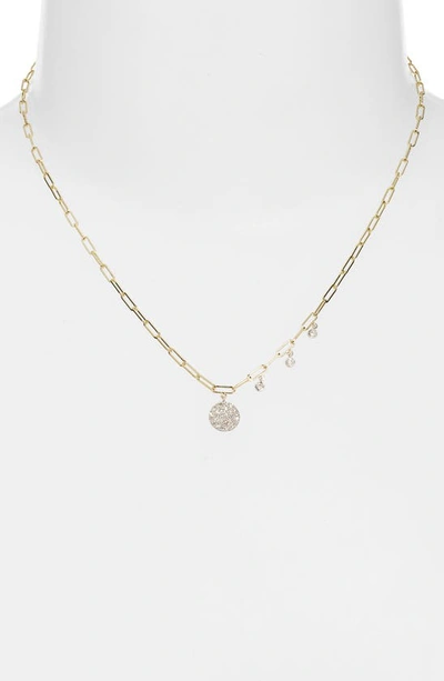 Shop Meira T Diamond Disc Paperclip Chain Necklace In Yellow