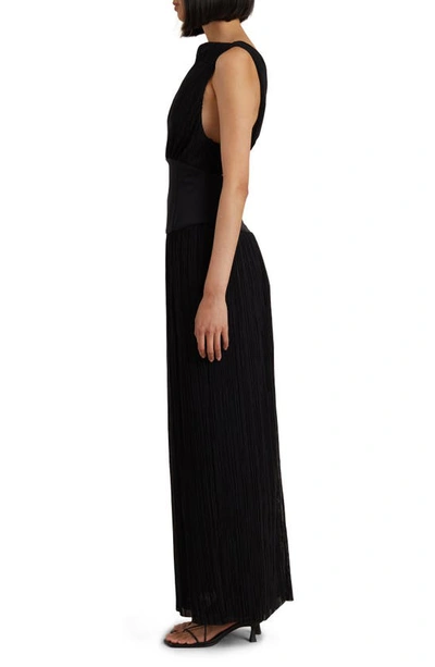 Shop Bec & Bridge Carmen Front Slit Plissé Maxi Dress In Black