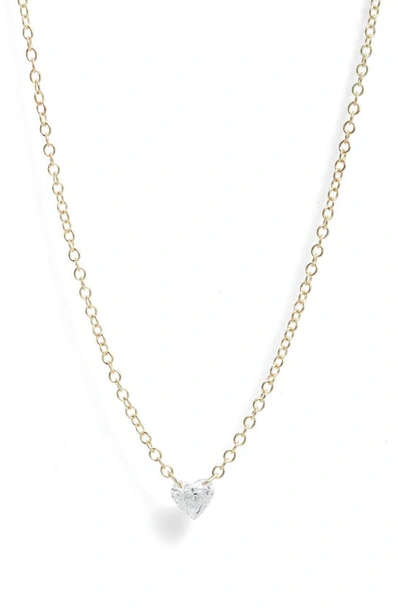 Shop Meira T Diamond Heart Pendant Necklace In Yellow