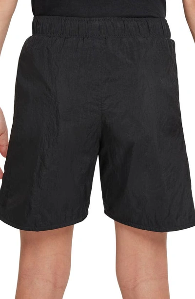 Shop Nike Kids' Woven Athletic Shorts In Black/ White