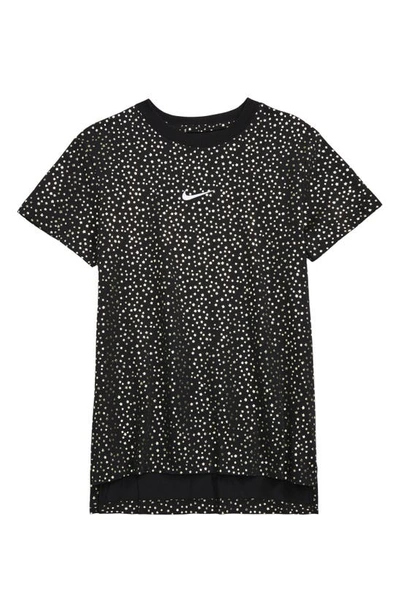 Shop Nike Kids' Foil Star Print Cotton T-shirt In Black