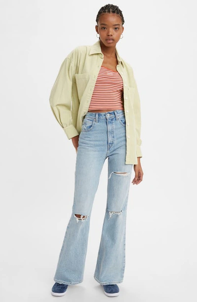 Shop Levi's Ripped High Waist Flare Jeans In Z2047 Light Indigo