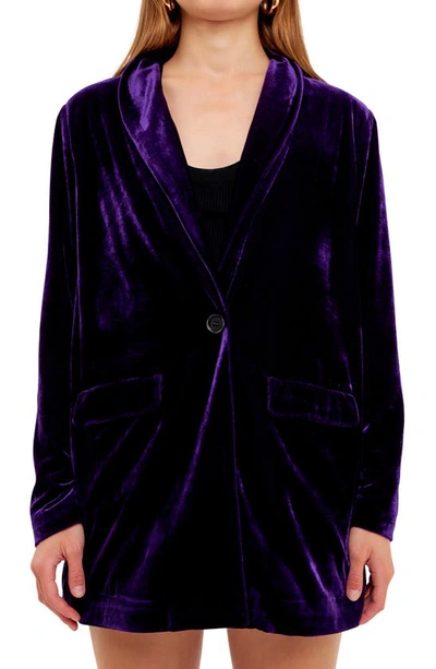 Shop Endless Rose Velvet Blazer In Grape