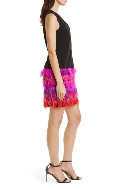 Shop Milly Veronica Feather Minidress In Multi