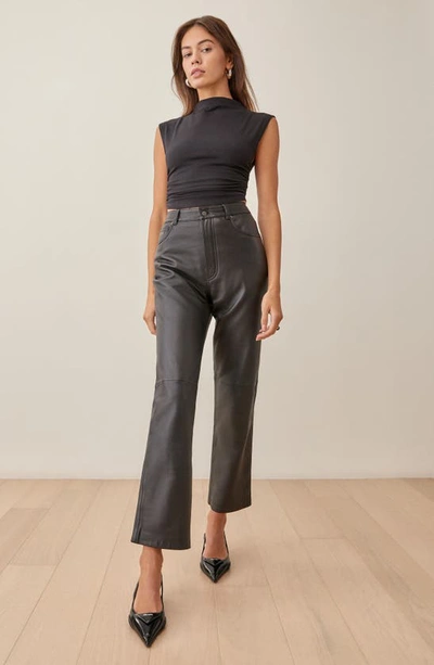 Shop Reformation Lindy Ruched Crop Top In Black