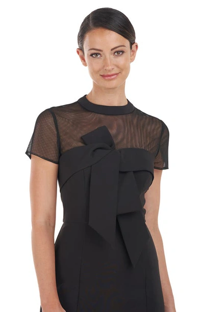 Js Collections Kylie Illusion Yoke Bow High-low Gown In Black