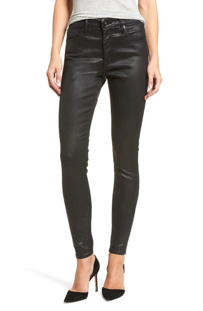 Shop Ag The Farrah High Rise Skinny Jeans In Leatherette Super Black