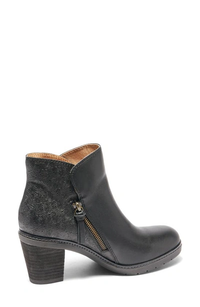 Halsa Footwear Rea Floral Embossed Leather Bootie In Black