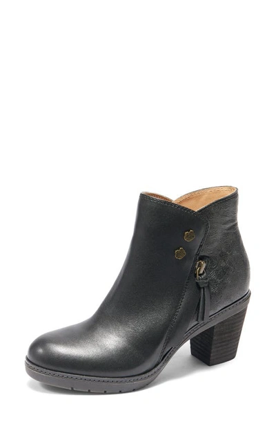 Halsa Footwear Rea Floral Embossed Leather Bootie In Black