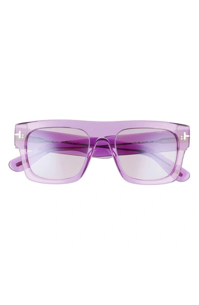 Shop Tom Ford Fausto 53mm Geometric Sunglasses In Shiny Violet/pink