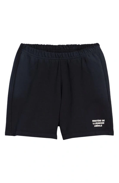 Shop Liberal Youth Ministry Gender Inclusive Cotton Fleece Logo Sweat Shorts In Black