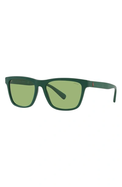 Shop Polo Ralph Lauren 56mm Pillow Sunglasses In Dark Green