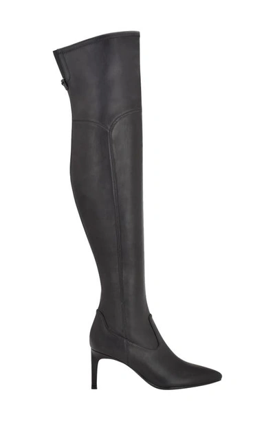 Calvin Klein Sacha Over The Knee Boot In Black Faux Leather | ModeSens