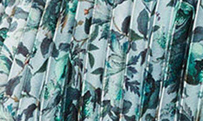 Vince Berry Blooms Pleated Blouse In Ocean