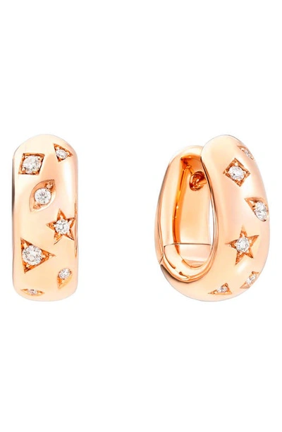 Shop Pomellato Iconica Fancy Diamond Huggie Hoop Earrings In Rose Gold