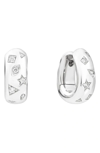 Shop Pomellato Iconica Fancy Diamond Huggie Hoop Earrings In White Diamonds