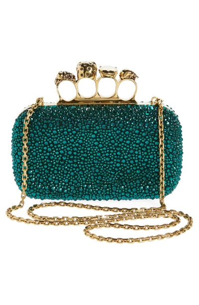 Shop Alexander Mcqueen Crystal Embellished Jeweled Clutch In Emerald Green