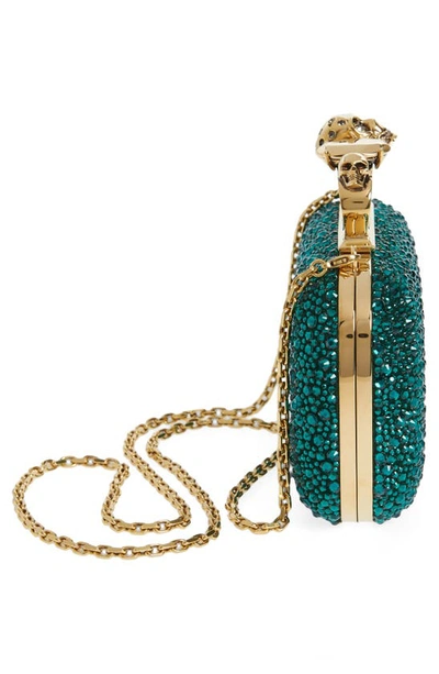 Shop Alexander Mcqueen Crystal Embellished Jeweled Clutch In Emerald Green
