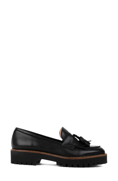 Patricia Green Beckham Tassel Lug Loafer In Black Napa