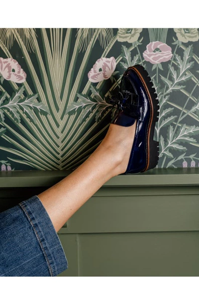 Patricia Green Beckham Tassel Lug Loafer In Navy Patent