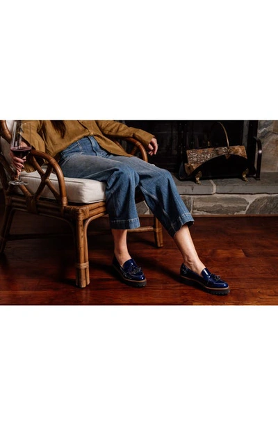 Patricia Green Beckham Tassel Lug Loafer In Navy Patent