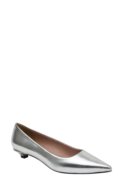 Shop Linea Paolo Banks Patent Kitten Heel Pointed Toe Pump In Silver