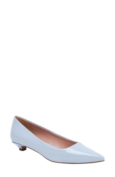 Shop Linea Paolo Banks Patent Kitten Heel Pointed Toe Pump In Pale Blue