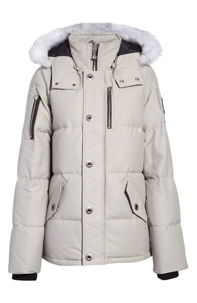 Shop Moose Knuckles 3q Down Jacket In Storm Grey W/ Nat Shearling