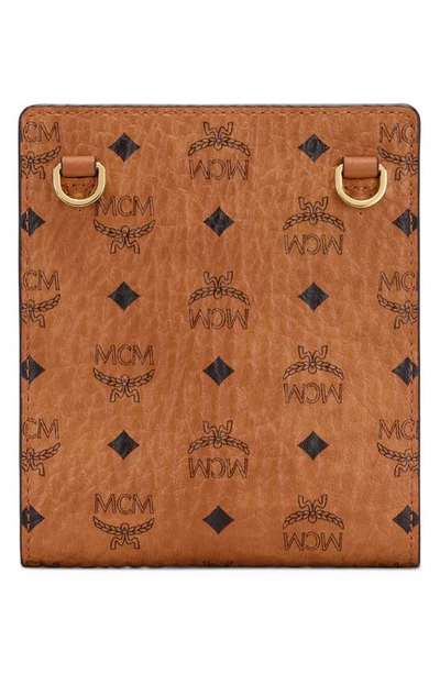 Shop Mcm Visetos Original Smartphone Case With Strap In Cognac