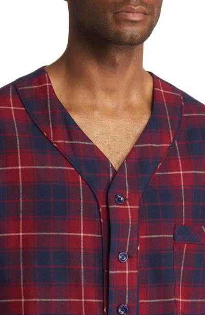 Shop Majestic International Fireside Plaid Cotton Flannel Nightshirt In Dark Red