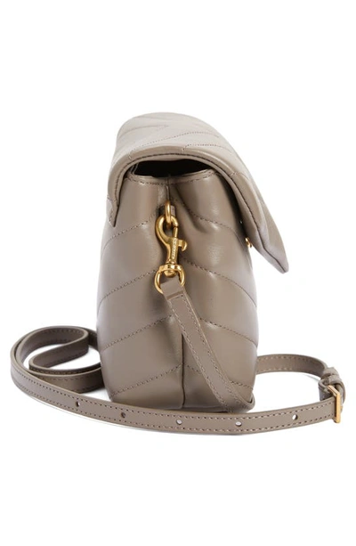 Shop Saint Laurent Toy Loulou Matelassé Leather Crossbody Bag In Greyish Brown