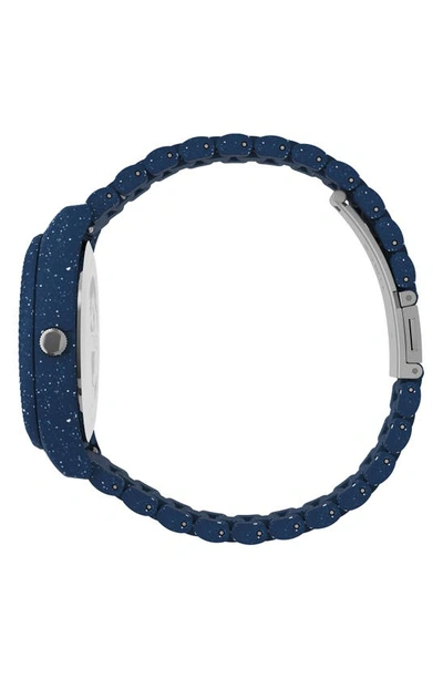 Shop Timex Waterbury Ocean X Peanuts® Recycled Plastic Bracelet Watch, 37mm In Dark Blue/ Dark Blue