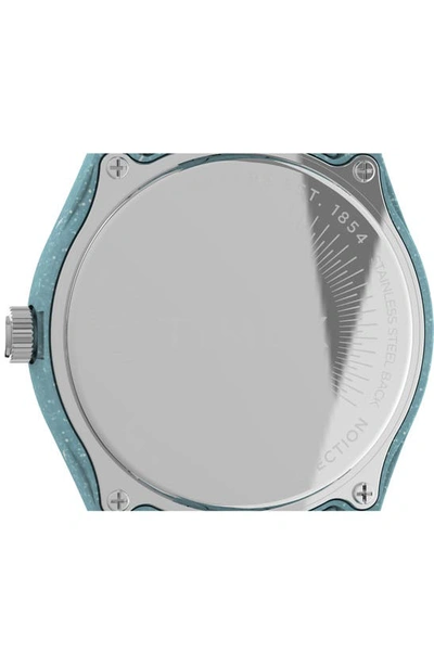 Shop Timex Waterbury Ocean X Peanuts® Recycled Plastic Bracelet Watch, 37mm In Light Blue/ Light Blue