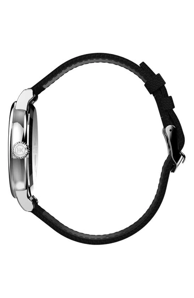 Shop Timex Standard Leather Strap Watch, 40mm In Silver/ Black/ Black
