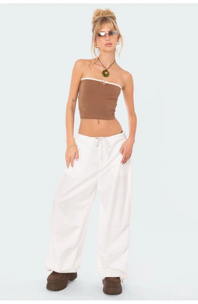 Shop Edikted Colby Belted Cotton Blend Tube Top In Brown