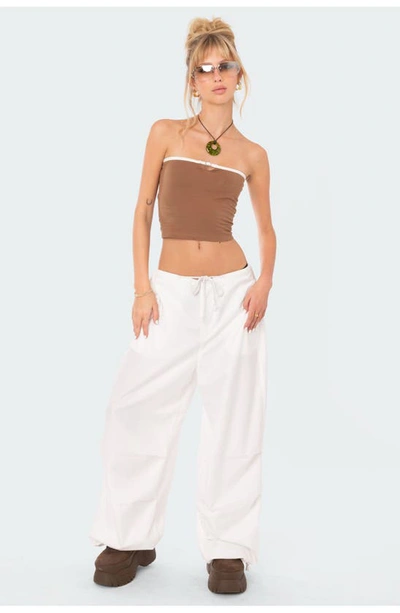 Edikted Colby Belted Cotton Blend Tube Top In Brown