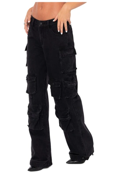 Edikted Oversize Cargo Jeans In Black