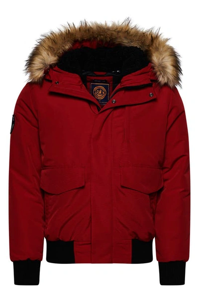 Superdry Everest Bomber Jacket With Faux Fur Trim In Rot | ModeSens